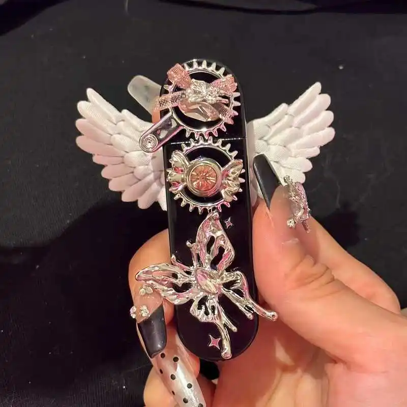 Original Handmade Gear Windproof Lighter Angel Goth Y2k Niche Lighter For Girls As A Gift