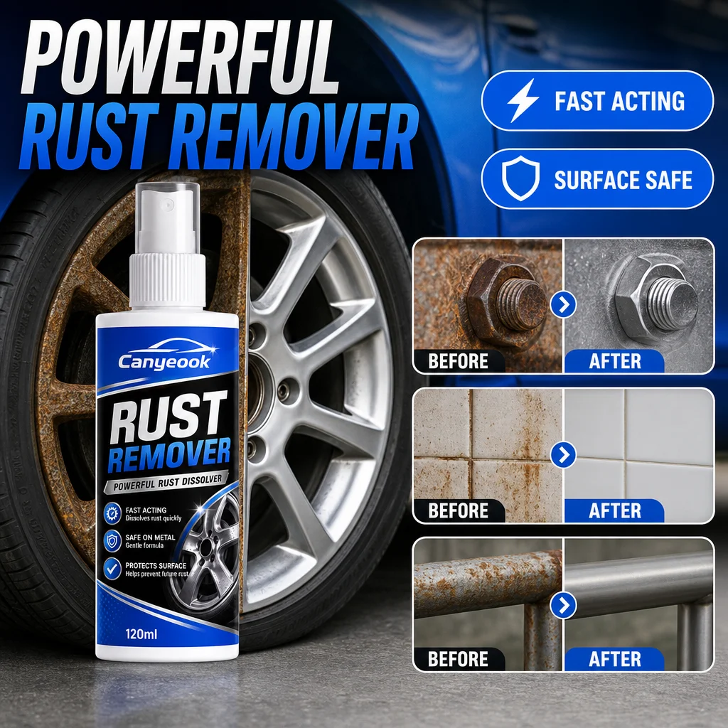 CANYEOOK Rust Remover Spray 100ml - Remove Rust Stains Dirt from Metal Tile Car Home Multi-Surface Quick-Acting No Residue