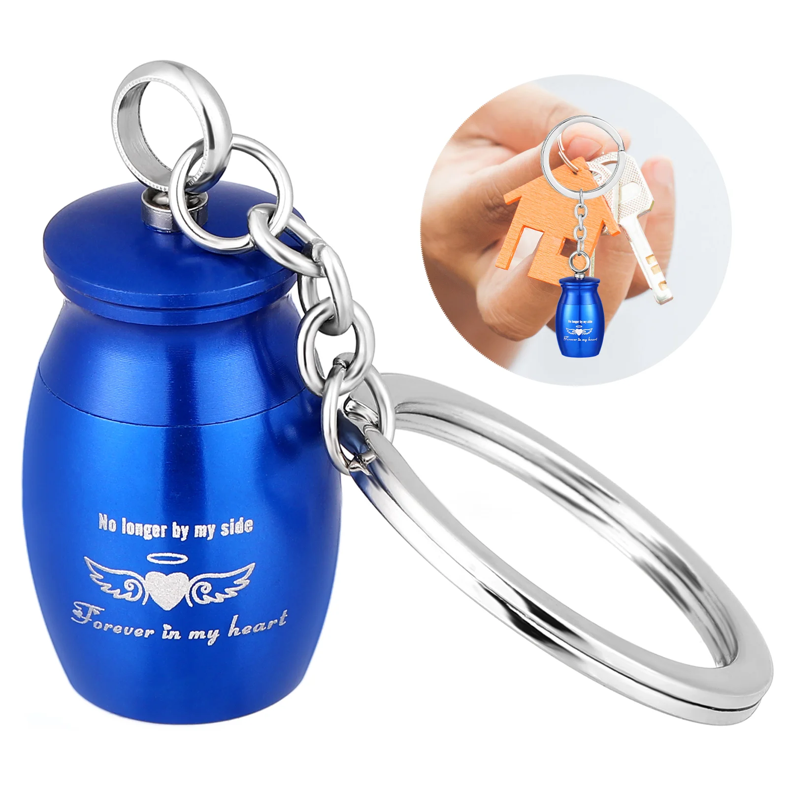 

Goldendoodle Ornament Urn Pet Ash Container Key Pendants Chain Decorate Memorial Metal Ring Blue