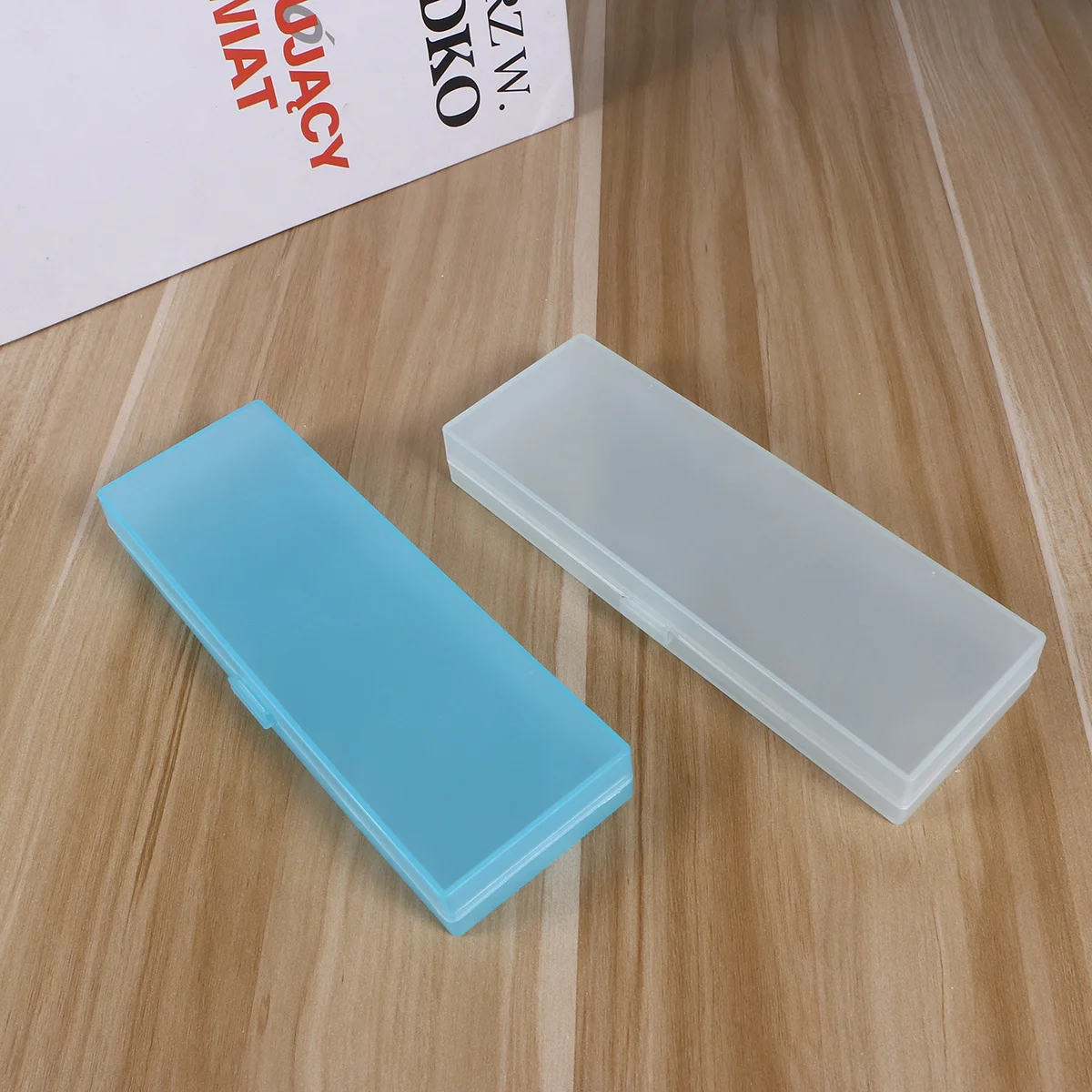 4 قطع صندوق أقلام رصاص للطلاب، حقيبة تخزين شفافة بلوري، حامل أقلام متوسط الحجم للمدرسة والمكتب باللون الأبيض والوردي والأزرق والأخضر