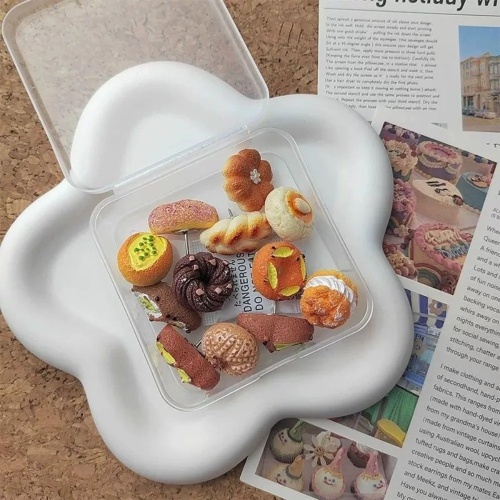 24PCS Simulation Alkali Water Bread Push Pin Cute Plastic Felt Board Push Pin Cartoon Soft Wood Board Push Pin Office