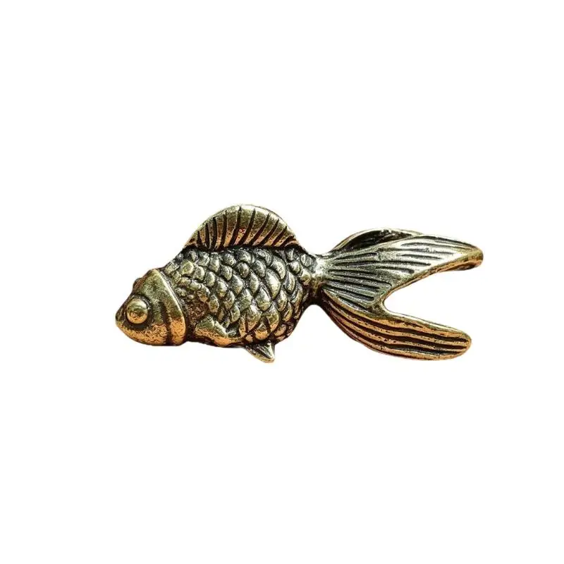 Mini-Goldfisch-Figuren Retro Messing Glückstier-Statue Ornament Heimdekoration Schreibtischdekoration Teetier Niedliche Geschenke – Detail 6
