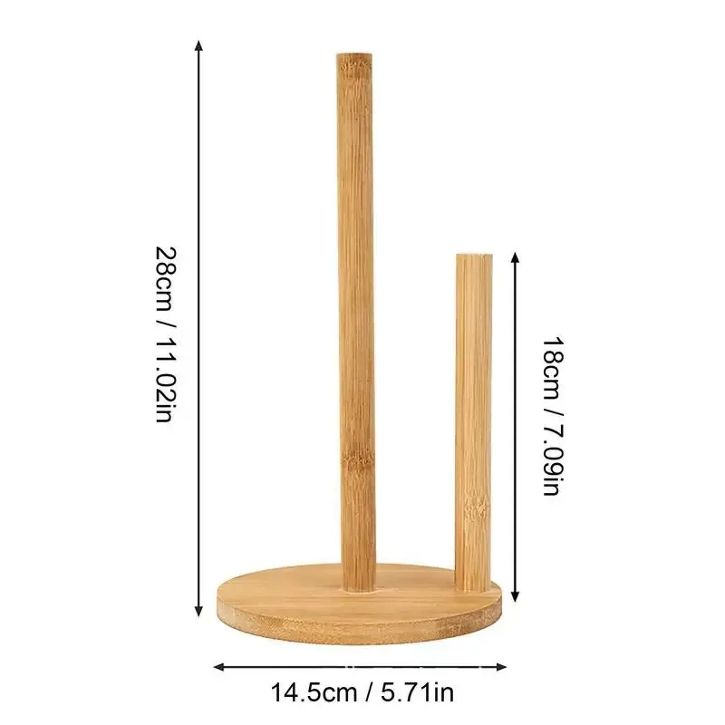 Wood Paper Towel Holder Durable Anti-Skid Tissue Vertical Stand Rack Hook For Kitchens Bathrooms Living Rooms Restaurant image 6