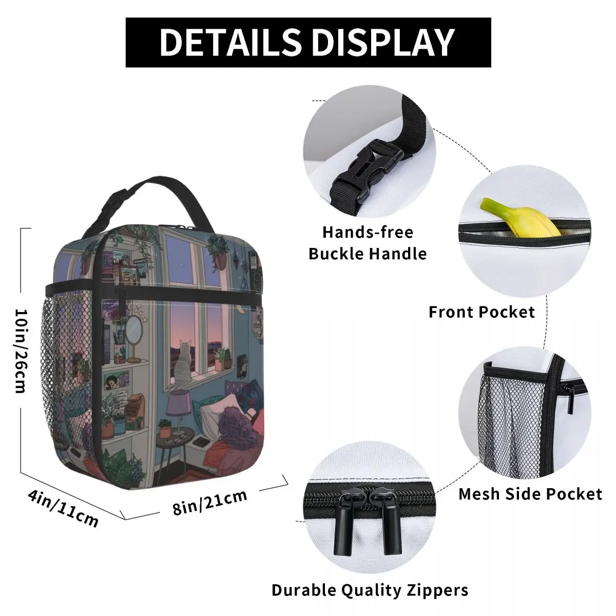 Anime Aesthetics Insulated Lunch Bags Early Morning Product Y2K Beautiful Room Art Food BAG Fashion Thermal Cooler Lunch Box