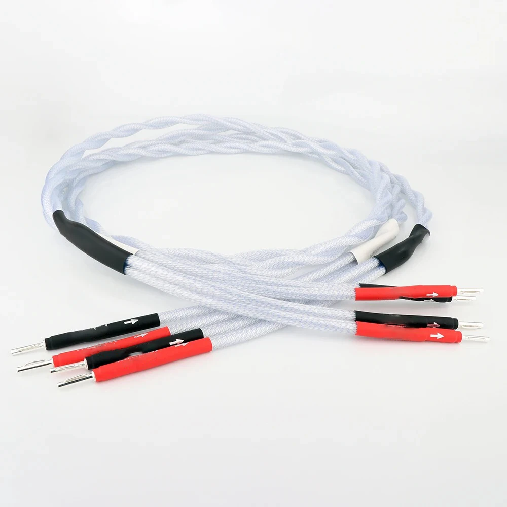 ペアスピーカーケーブル、スピーカーワイヤー、8N OCC銀メッキラインバナナプラグ付き、HiFiシステムアンプケーブル用