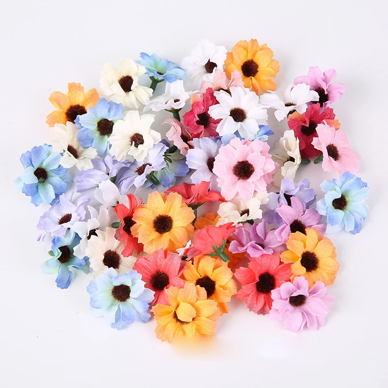 Ev için 3.5CM yapay papatya çiçek kafa DIY çiçek dekorasyonu düğün araba korsage dekorasyon sahte krizantem
