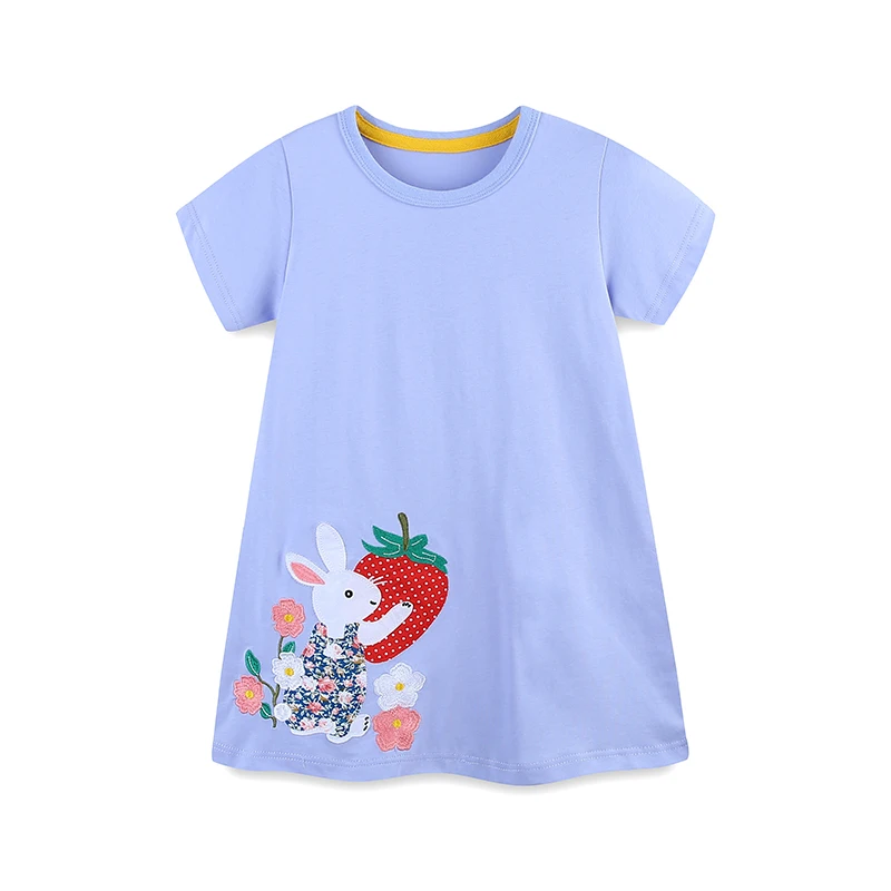 Little Maven Kleid für Babymädchen 2026 Sommer Baumwolle Cartoon Blumen Hasen Feiertagskostüme Kinderkleidung Prinzessinnenkleid