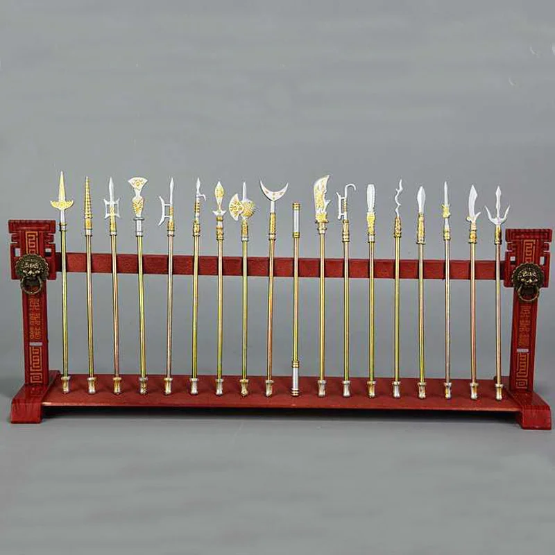 

18pcs Chinese Martial Arts Mini Model Set Metal Display Ornaments Rack