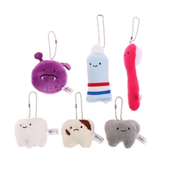 Cute Fun Plush Doll Keychain Toy Cartoon Stuffed Tooth Toothpaste Toothbrush Dolls Keyring Bag Pendant For Kids Gifts
