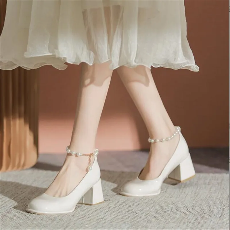 Elegant Lace Up High Heel Shoes for Women 2022 Summer Mary Janes Lolita Shoes Woman Shallow Party Pumps Luxury Women Shoes