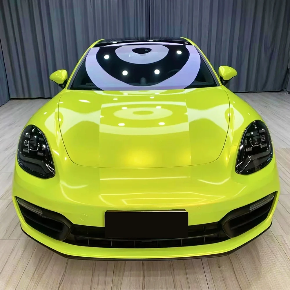 PET Multicolored Coral Florescent Yellow Car Vinyl Film Auto Wrap Decal With Air Release Technology Car Modification Aceessories