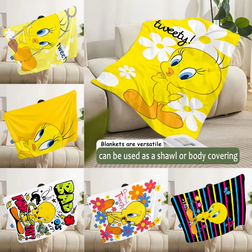 Cute Cartoon Tweeties Birds Printed Blanket Picnic Blankets Warm Blanket Soft and Comfortable Blanket Home Travel Birthday Gift