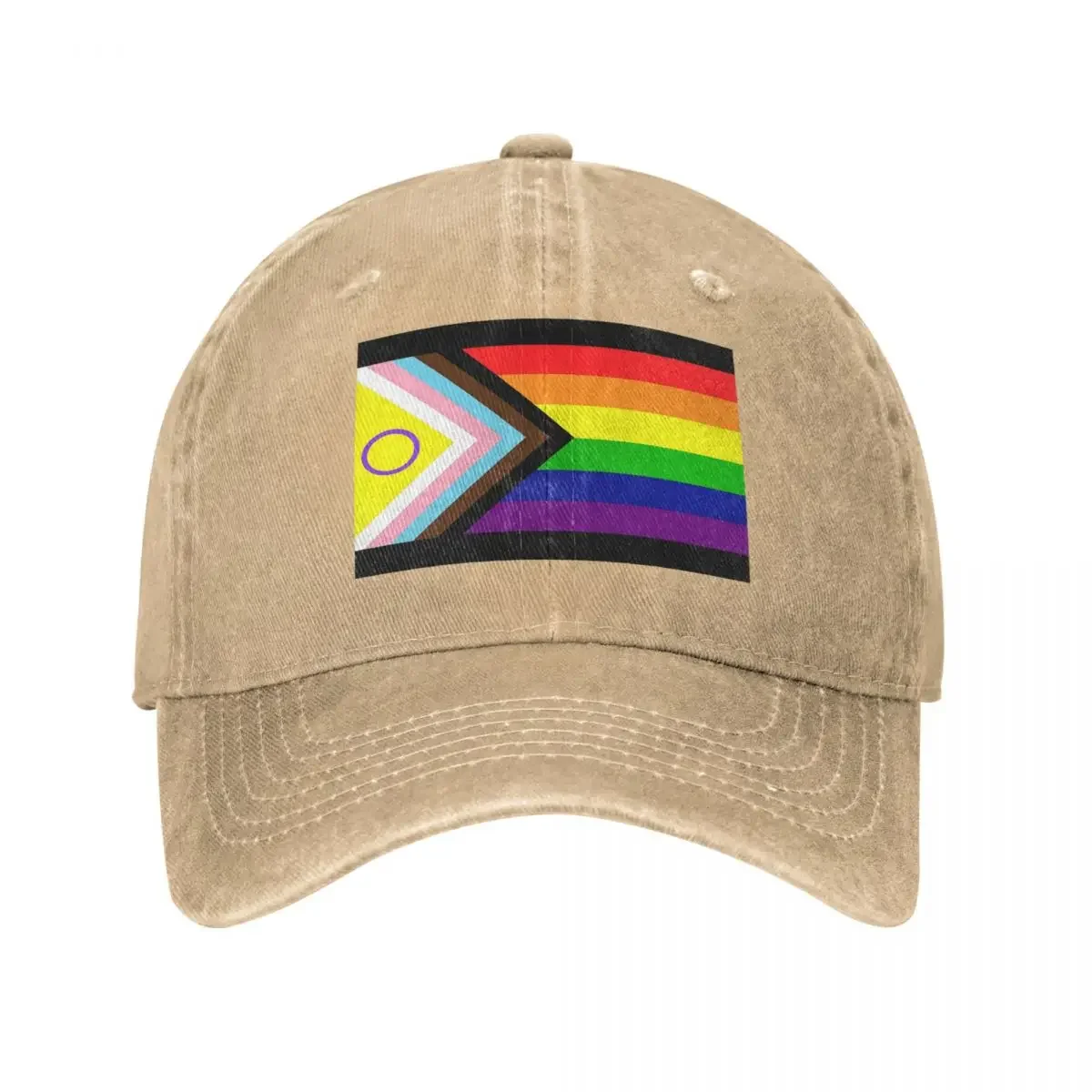 2021 Intersex-Inclusive Progress Pride Flag Baseball Caps Washed Denim Hats Adjustable Casquette Sports Baseball Cowboy Hat