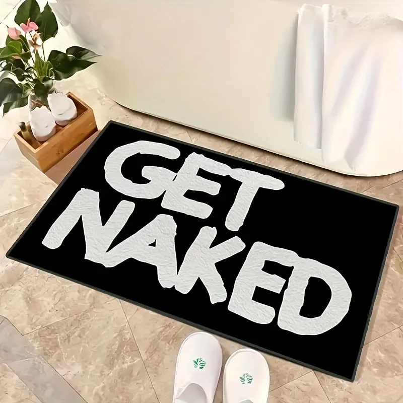 Get Naked Home Decor Bathroom Rugs Non Slip Microfiber Bath Rugs Funny Bathroom Decor Black and White Floor Bath Mats