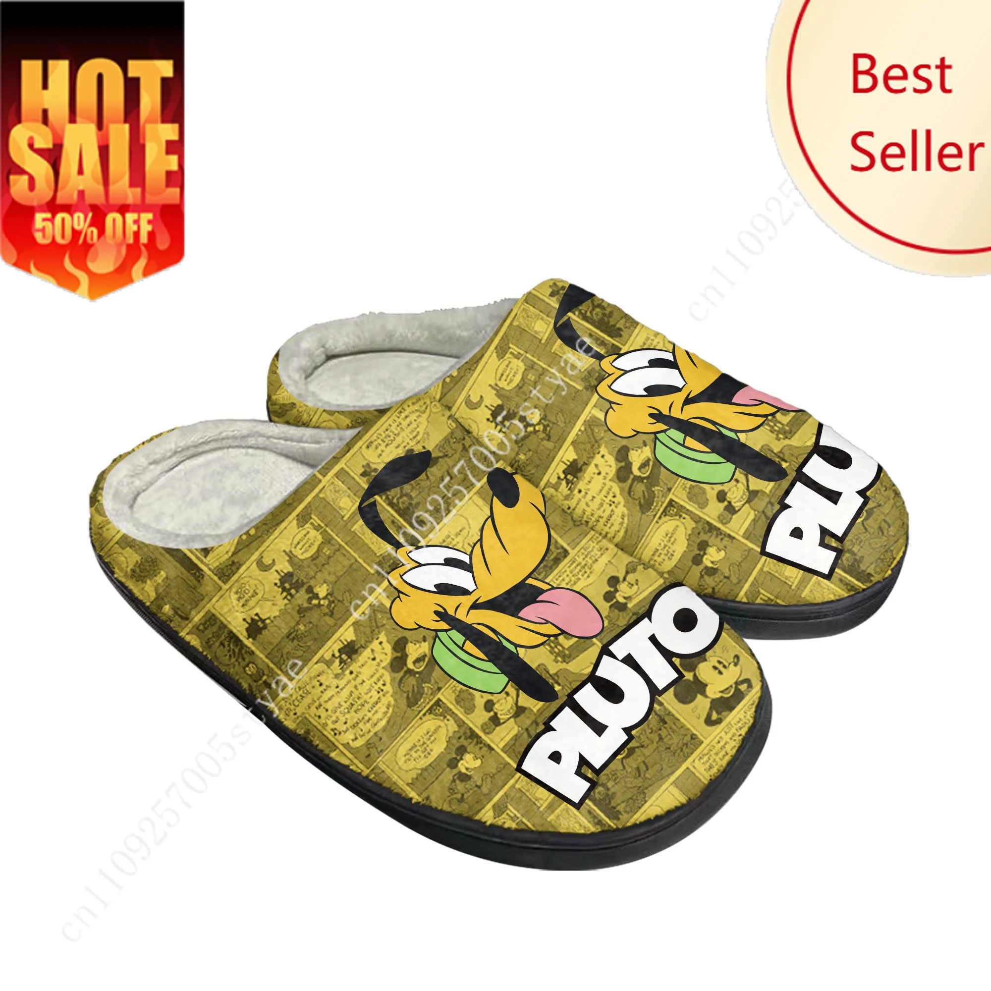 

Pluto Cotton Slippers Disney Cartoon Decorate Plush Indoor Shoes Design Your Photo Party Holiday Gifts Custom Shoe