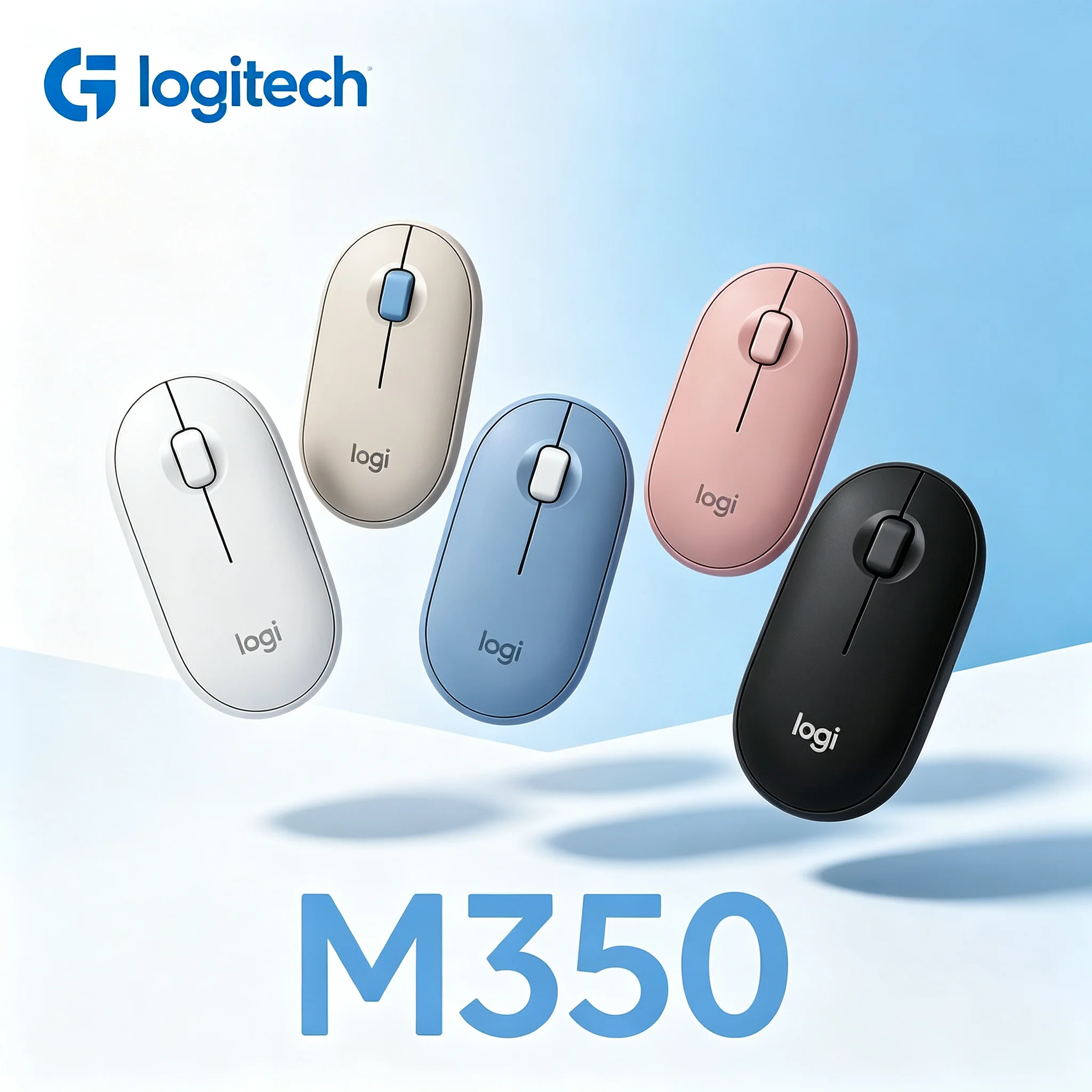 Logitech Pebble M350 Wireless Mouse Energy‑Saving Sleep Mode 1000 DPI Optical Tracking Slim Light‑Weight Mice For Home Business