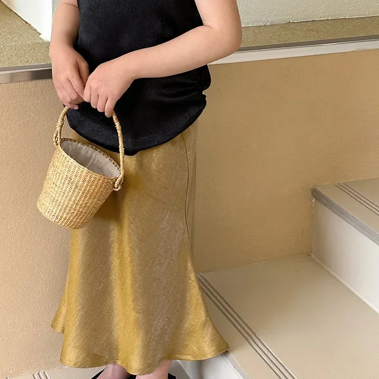 

Girls Fishtail Skirt Spring and Summer New Korean Fashionable Solid Color Elegant All-match Skirt Trend Kids Clothes