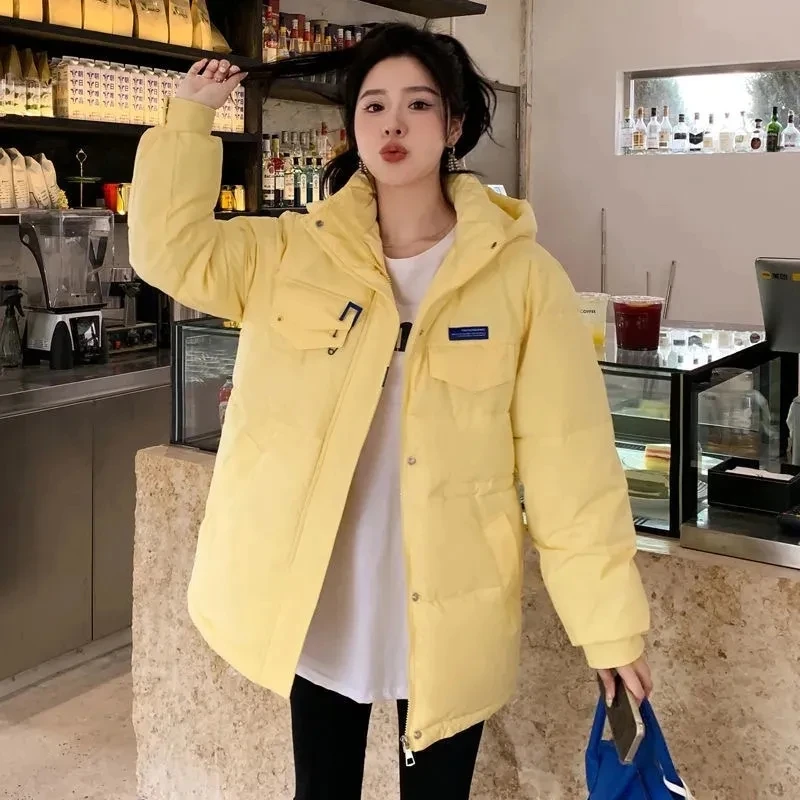 

2023 New Women Winter Jacket Warm Parkas Female Thicken Warm Coat Cotton Padded Coat Hooded Outwear Casual Loose Snow Coat