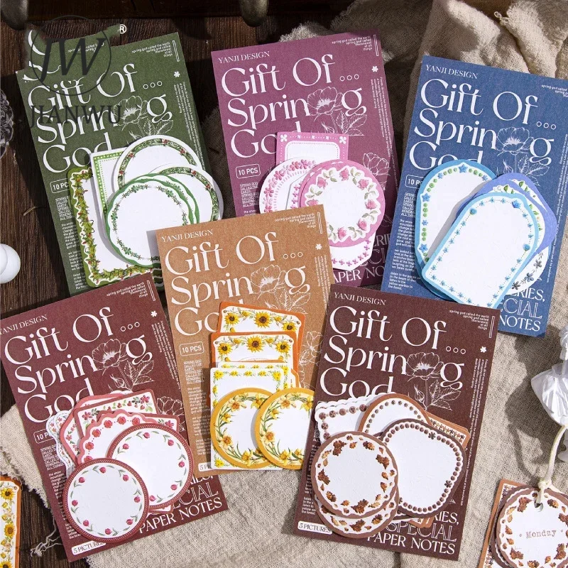 JIANWU Spring God's Gift Series Vintage Flower Lace Border Landscape Material Collage Memo Pad Creative DIY Journal Stationery