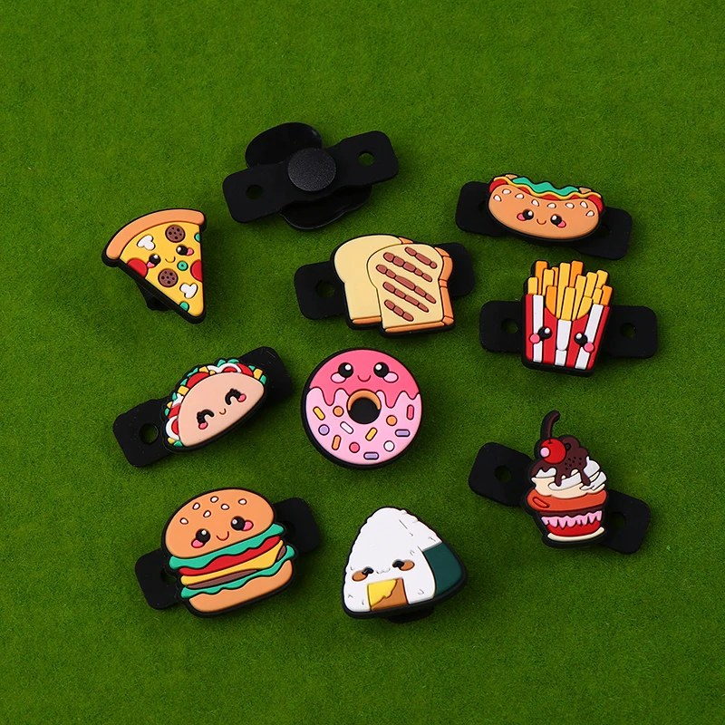 سلسلة الغذاء همبرغر مضرب تنس الاهتزاز البيتزا كوكي الخبز دونات شكل امتصاص الصدمات سيليكون مضرب تنس المرطب