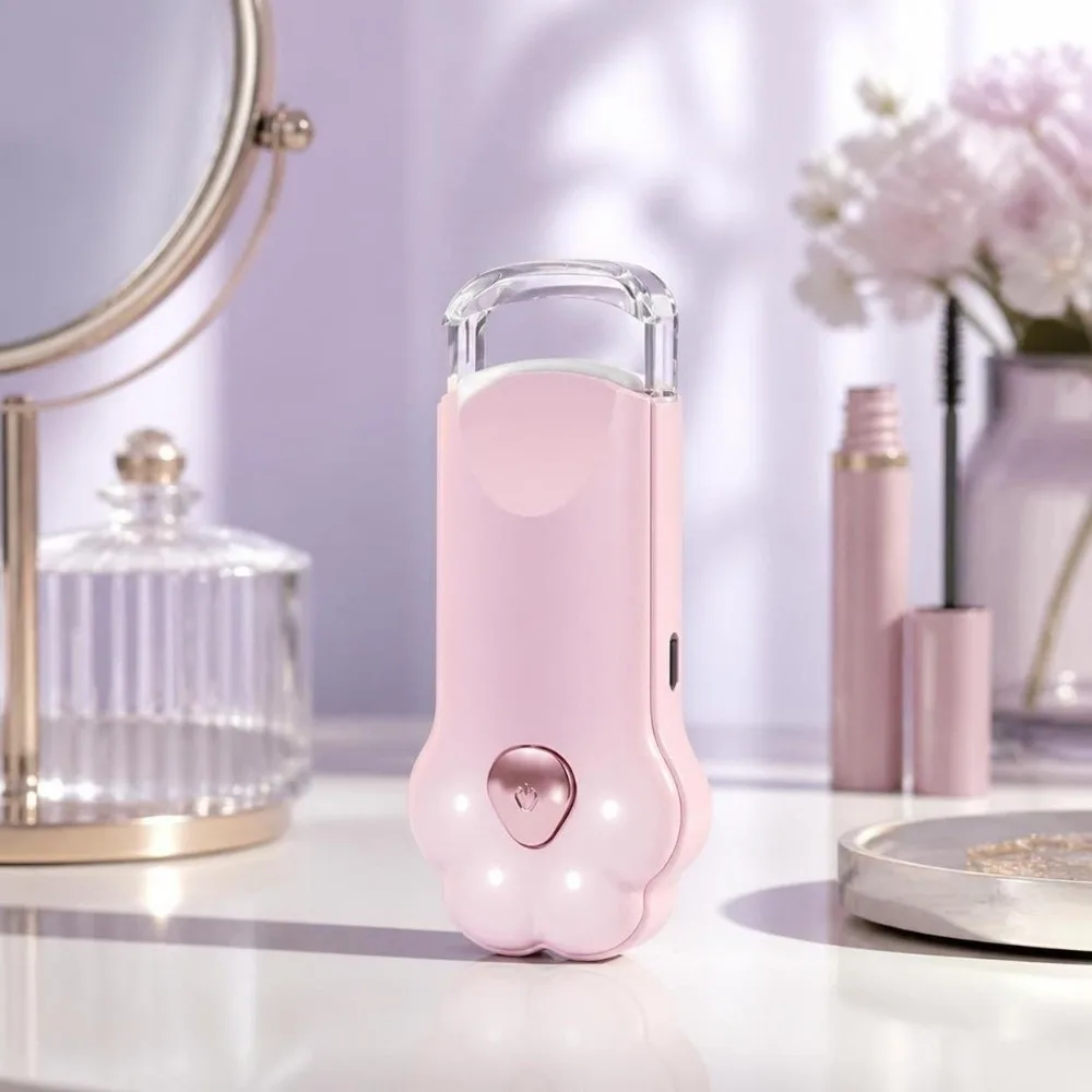 Quick Heating Rechargeable Eyelash Curler USB Charging Long Lasting Heated Lash Curling Tool Simple Control Claw Shape