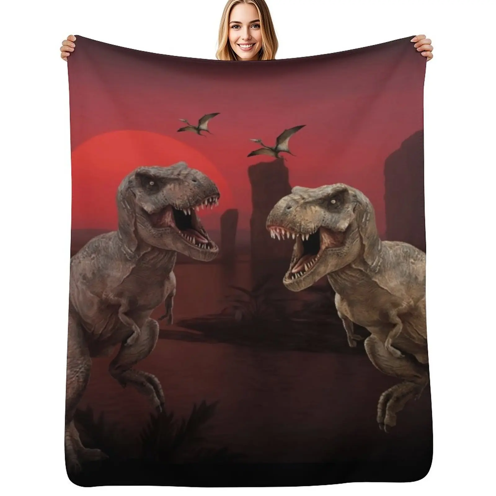 DINOSAUR LAND Throw Blanket Summer Cool Breathable Blanket for Sleeping