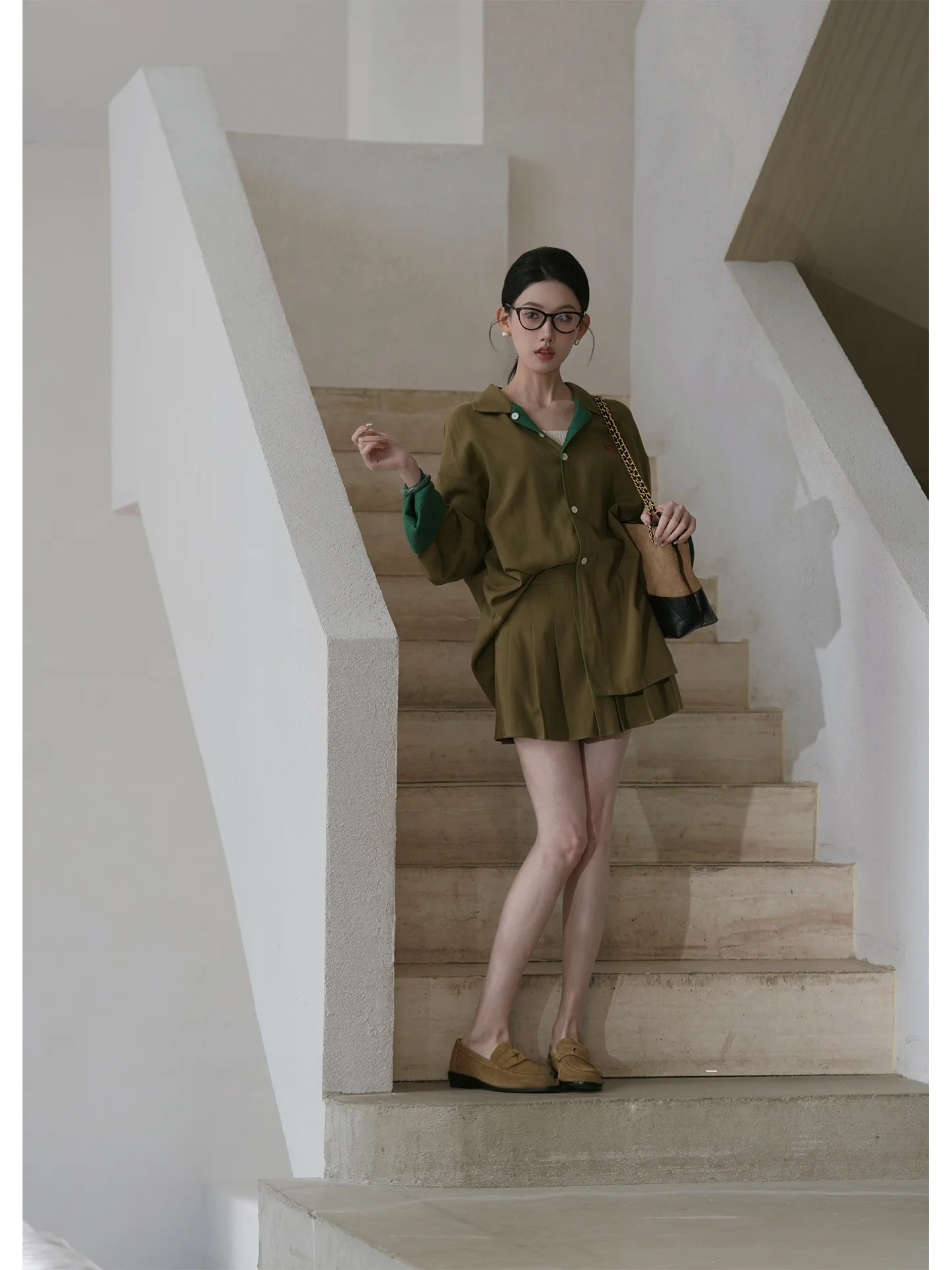 

Двусторонняя льняная плиссированная юбка с высокой талией, повседневный модный комплект для женщин 20-30 лет