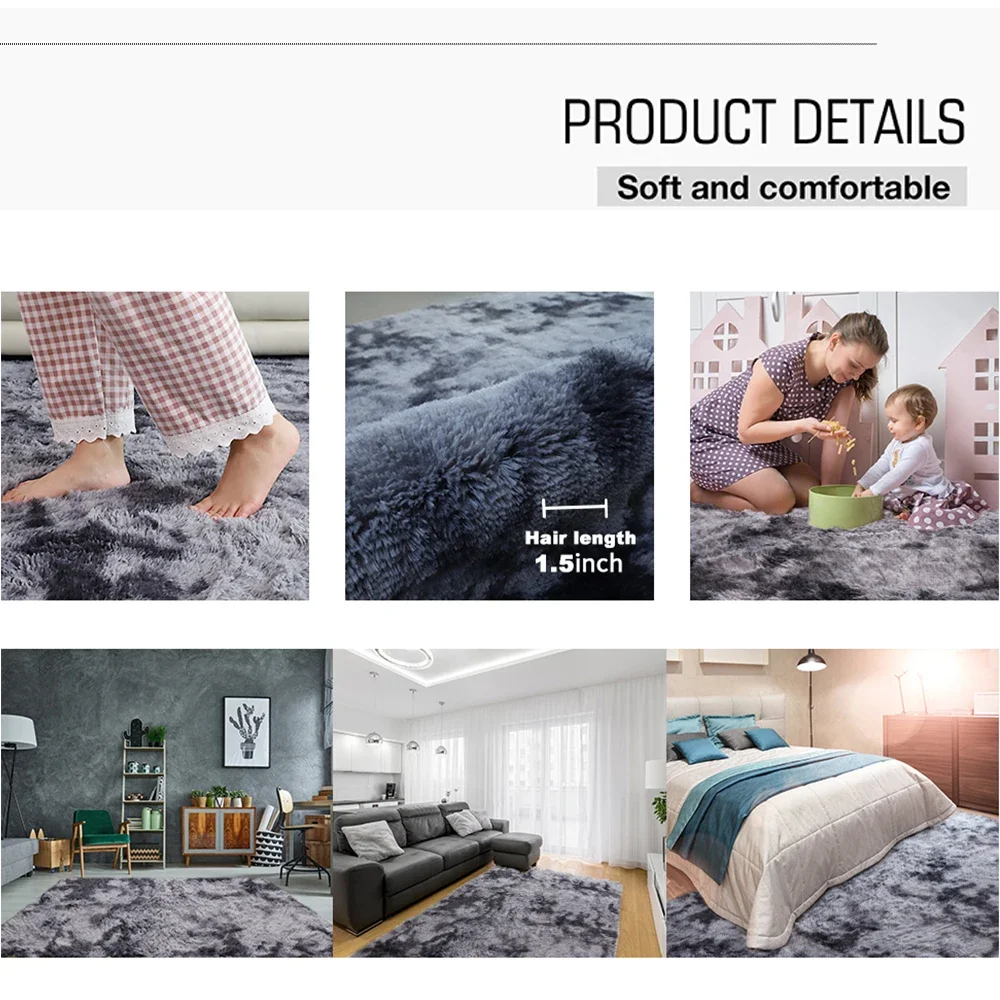 Nordic Ins Zijden Haar Tie-Dye Tapijt Moderne Eenvoudige Slaapkamer Bed Deken Huis Woonkamer Meisje Kamer Pluche Deken Vloermat