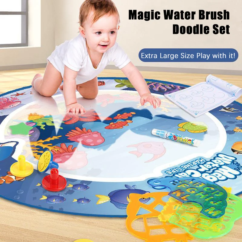 Montessori Educational Toys Kids Magic Water Drawing Mat Fluorescent Pen Painting Board Toys Reusable Washable Magic Pen Toys