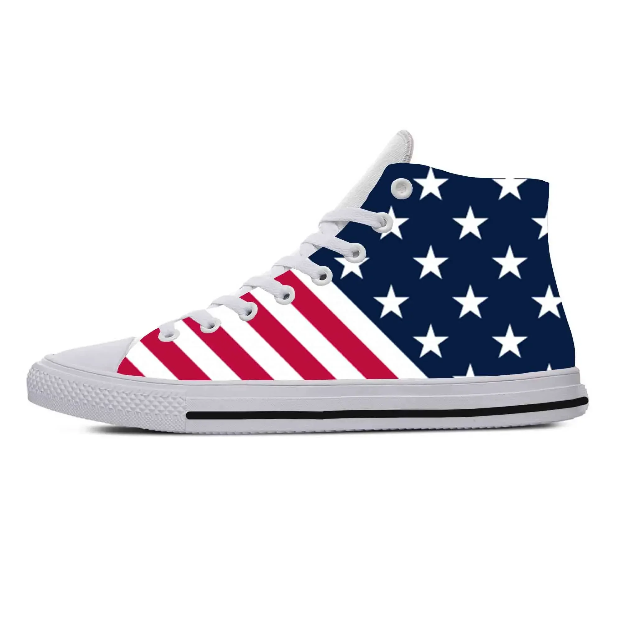 Sapatilhas respiráveis de impressão 3D para homens e mulheres, sapatos de pano casuais, bandeira americana, orgulho patriótico dos EUA, top alto, confortável