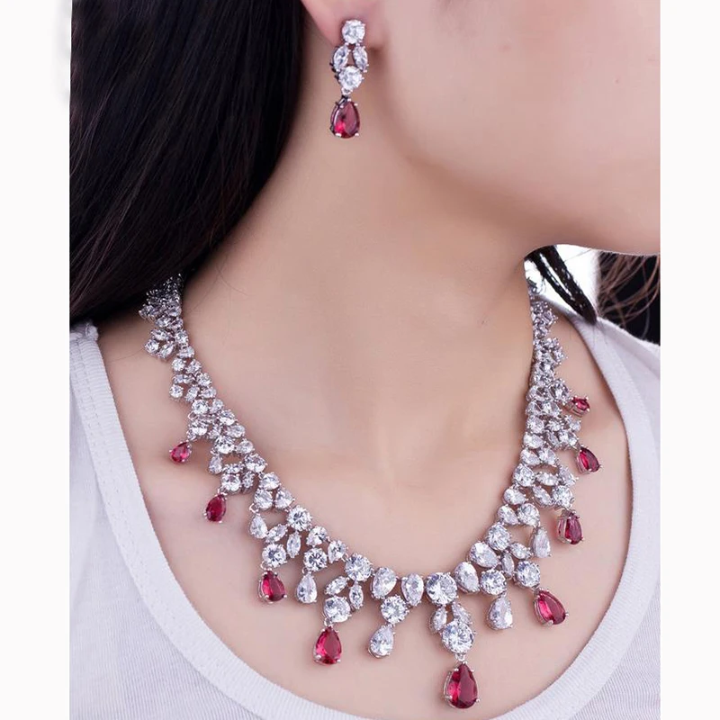 

2017 Hot Micro Inlay Craft AAA+ Cubic Zircon Stone Water Drop Jewelry Sets For Women Wedding Jewelry Juwelen Sets For Girl AS031