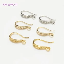 14k banhado a ouro achatado orelha fio com laço, bronze brinco gancho montagem, acessórios para brincos, diy jóias fazendo acessório
