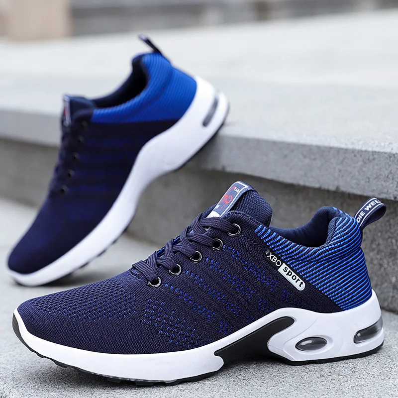 Mens Running Shoes 2024 Plus Size Breathable Knit Sport Tennis Sneakers Fashion Lace Up Walking Jogging Gym Trainers Cushioning