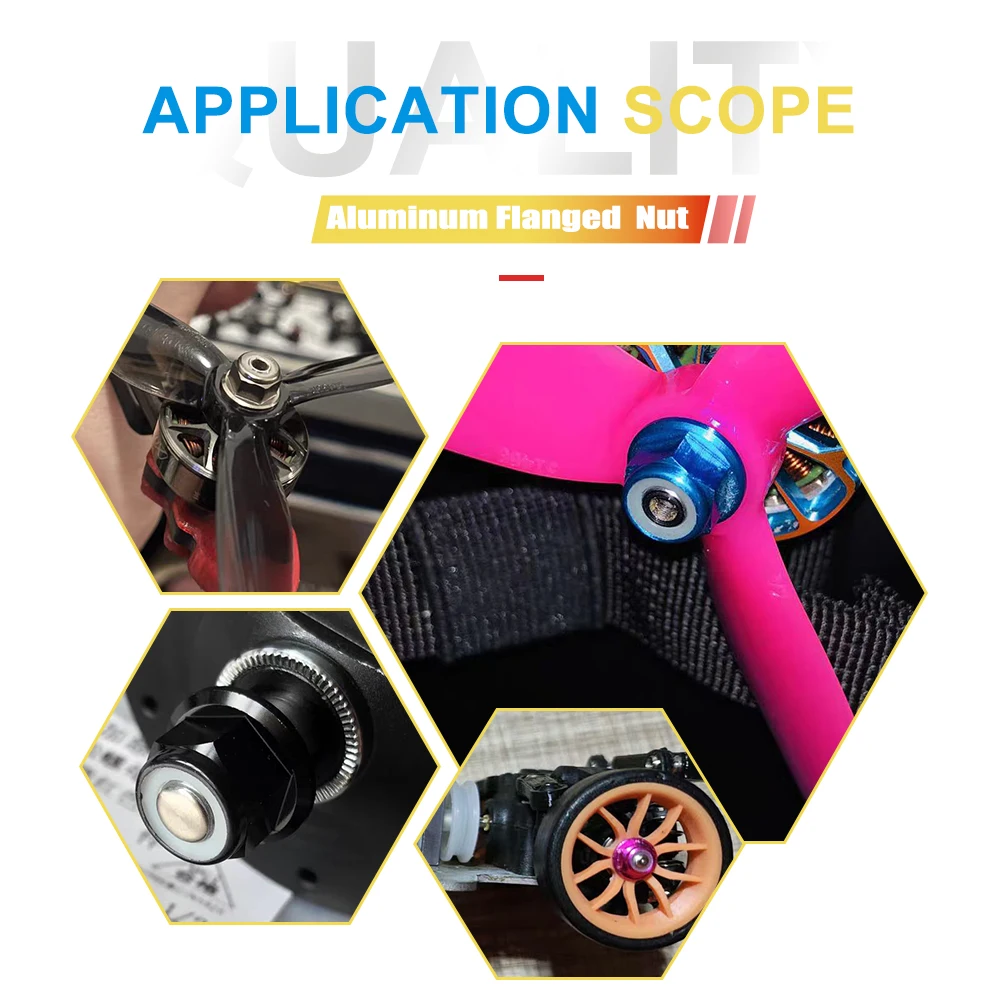 شفة النايلون إدراج الذاتي قفل قفل المكسرات موتور المسمار المكسرات سبائك الألومنيوم CW CCW ل RC FPV سباق الطائرة بدون طيار M2 M2.5 M3 M4 M5 M6 M8