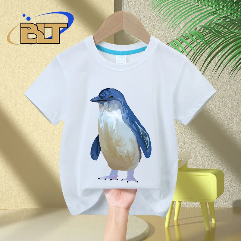 Penguin Tasmania Printed Kids T-Shirts Summer Children's Cotton Short-Sleeved Casual Tops Boys and Girls Gifts