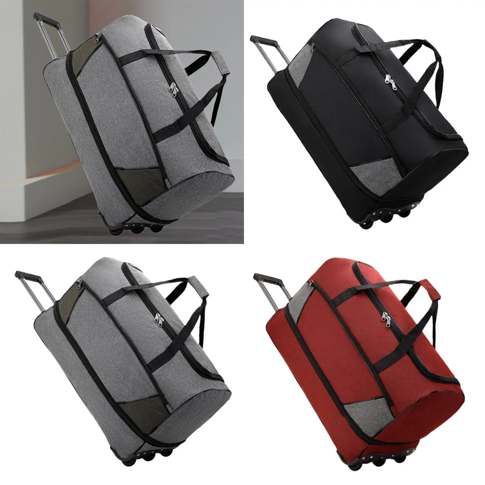 

Wheeled Duffel Bag Weekender Bag Retractable Handle Handbag Carrying Bag Rolling Travel Bag Overnight Bag for Women Outdoor Trip