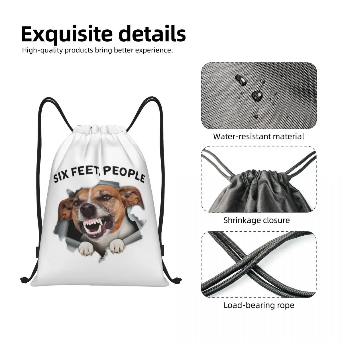 Custom Jack Russell Terrier Six Feet People Drawstring Bags for Training Yoga Backpacks Men Women Cute Dog Sports Gym Sackpack