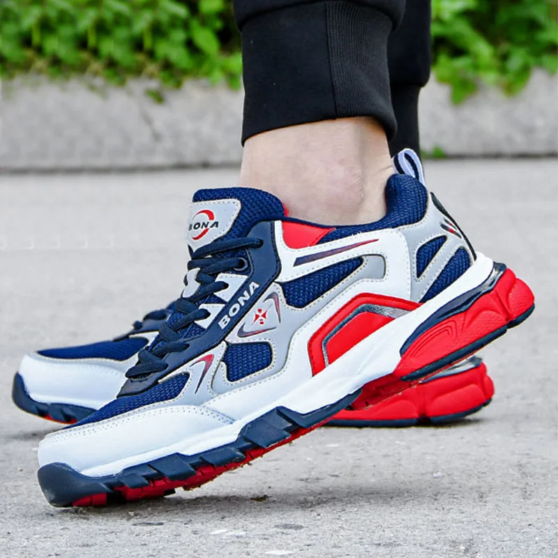 BONA New Style Action leather Sneakers Men Trainers Zapatillas Hombre Shoes Man Masculino Sports Running Shoes Comfortable