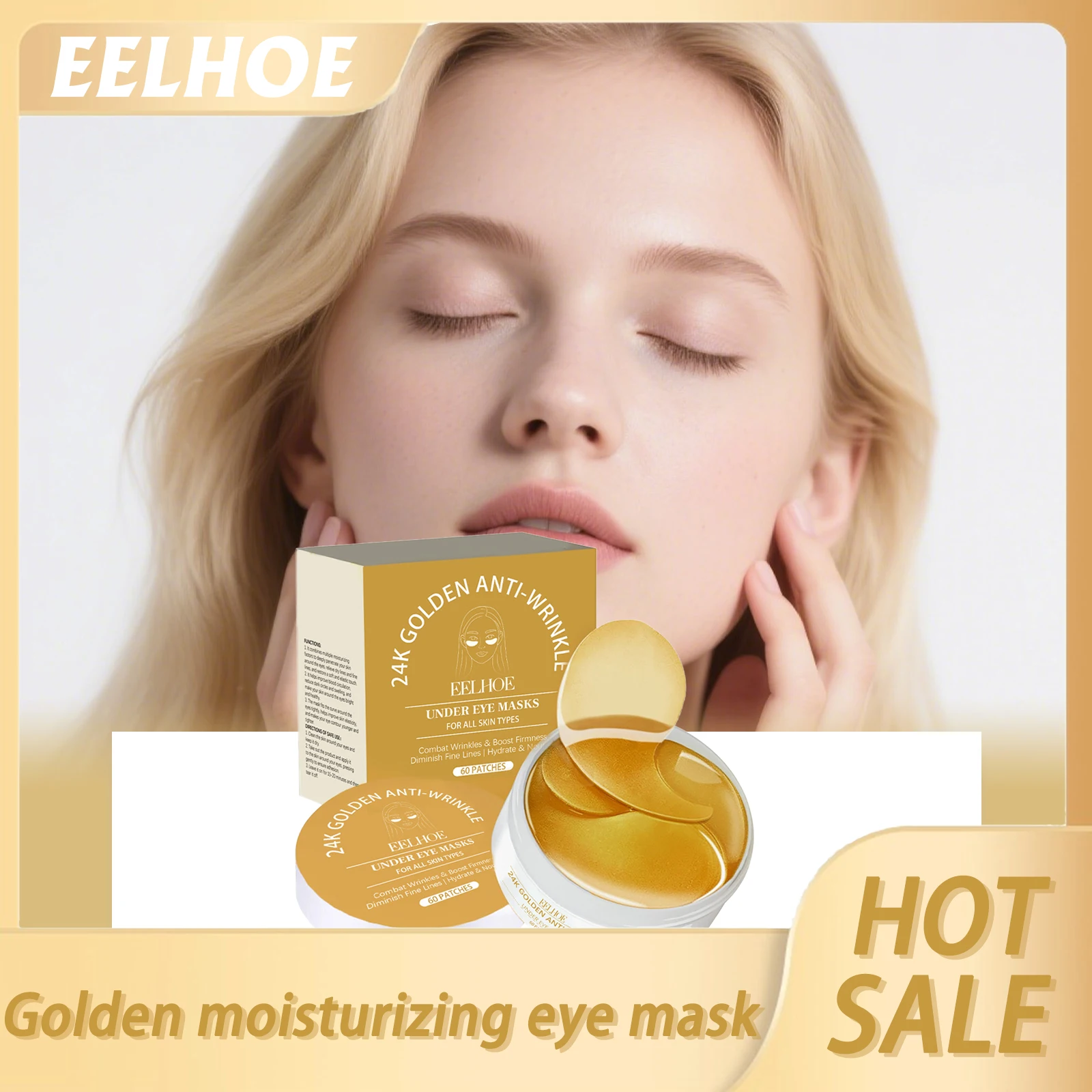 

Golden Moisturizing Eye Mask Deep Nourishing Enhance Elasticity Improve Blood Circulation Reduce Dark Circles Firming Eye Masks