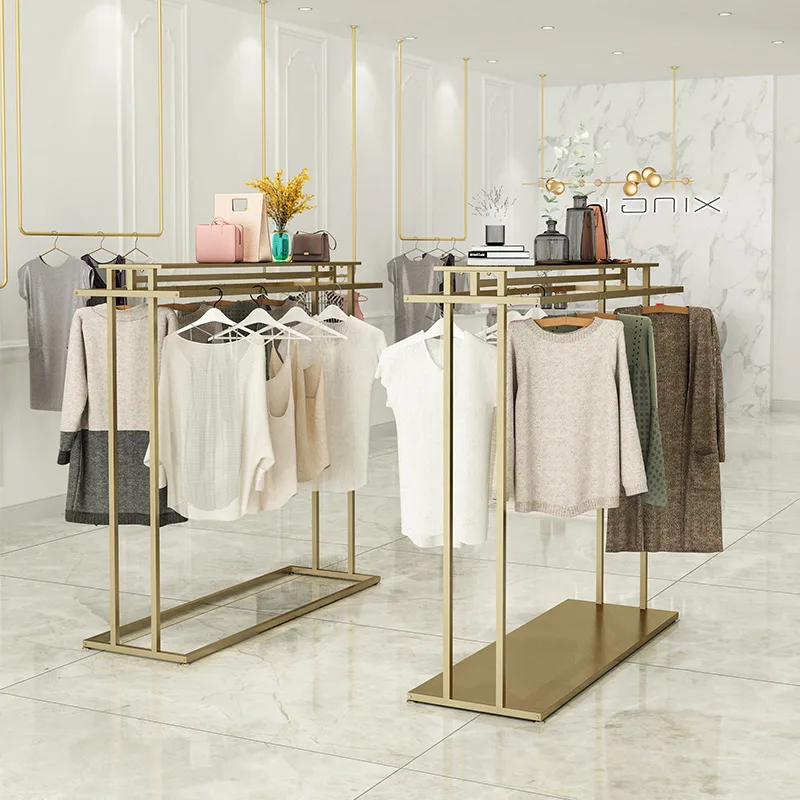 Clothing store Nakajima display rack Double row floor shelf Parallel bar hanger Women's clothing Men's clothing Children's