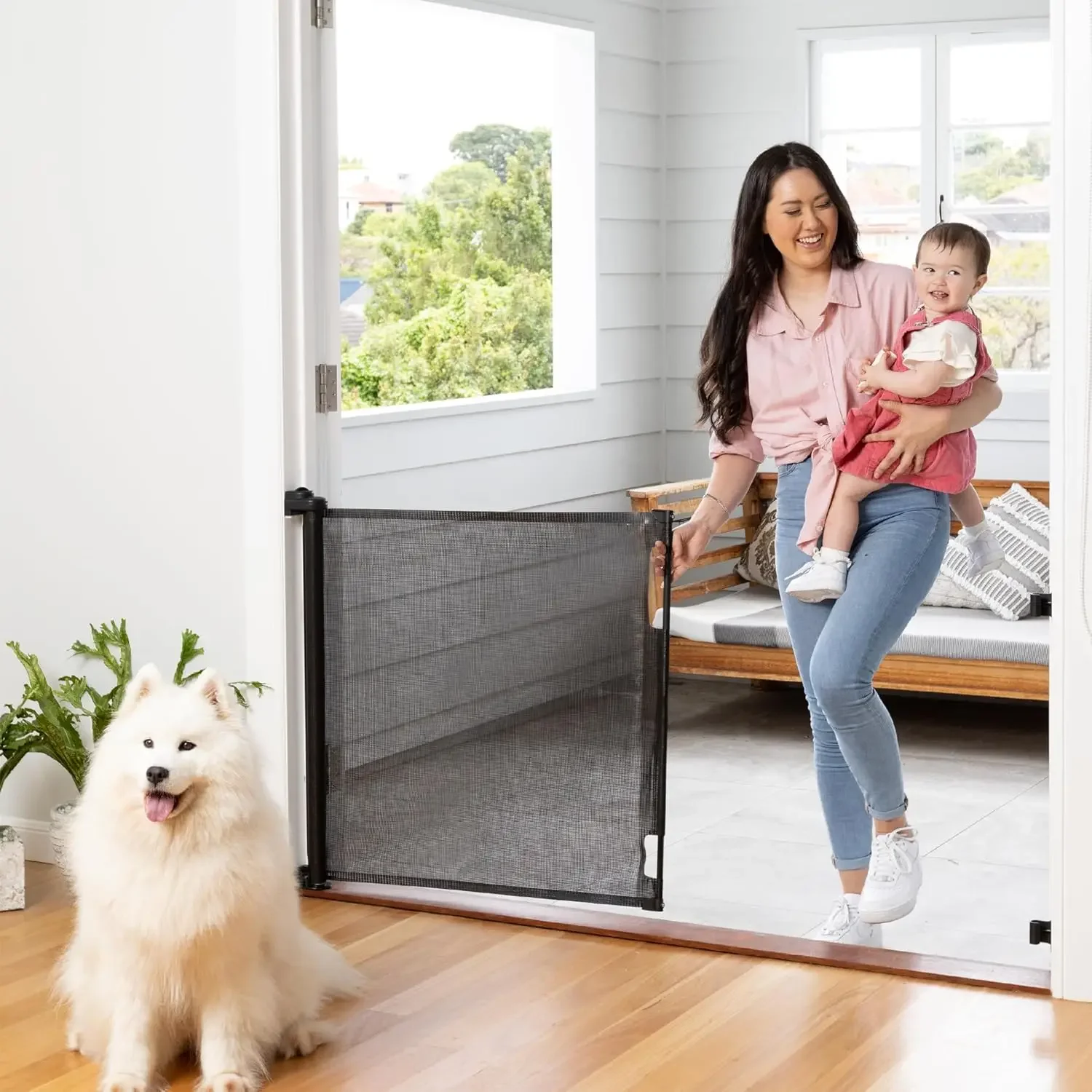 Baby Gates Simple-to-Employ Stair Barrier for Home Safety Retractable Baby Safety Fence for Toddlers