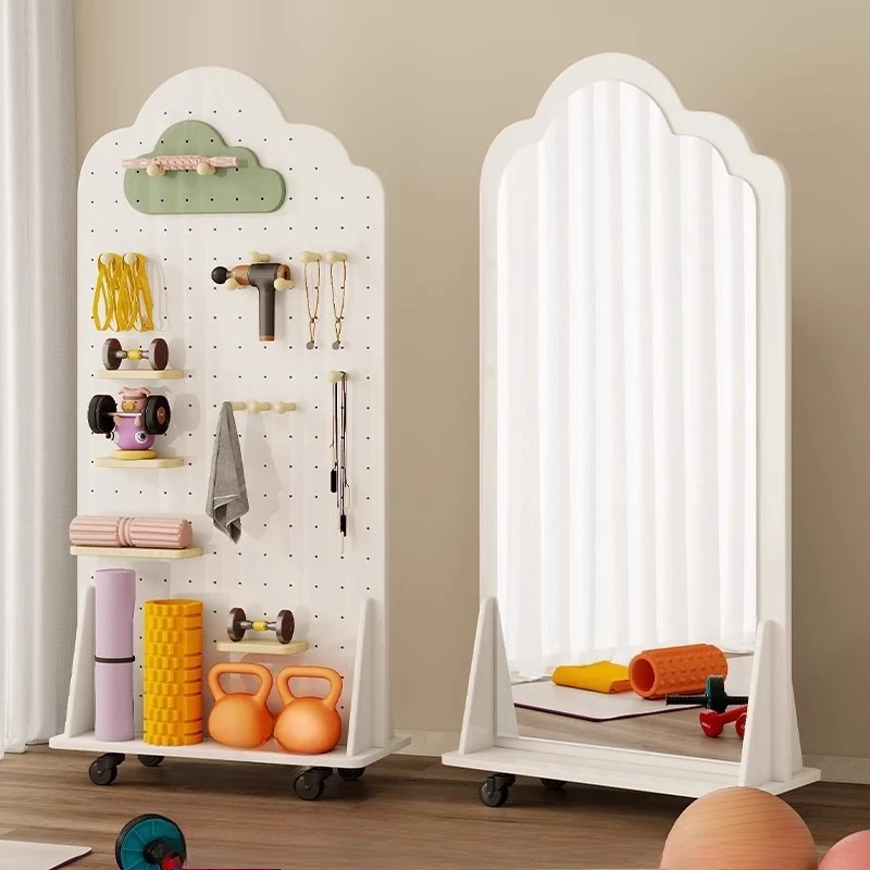Peking board yoga mirror, dance mirror, sports storage rack, household movable mirror, floor dual-use mirror
