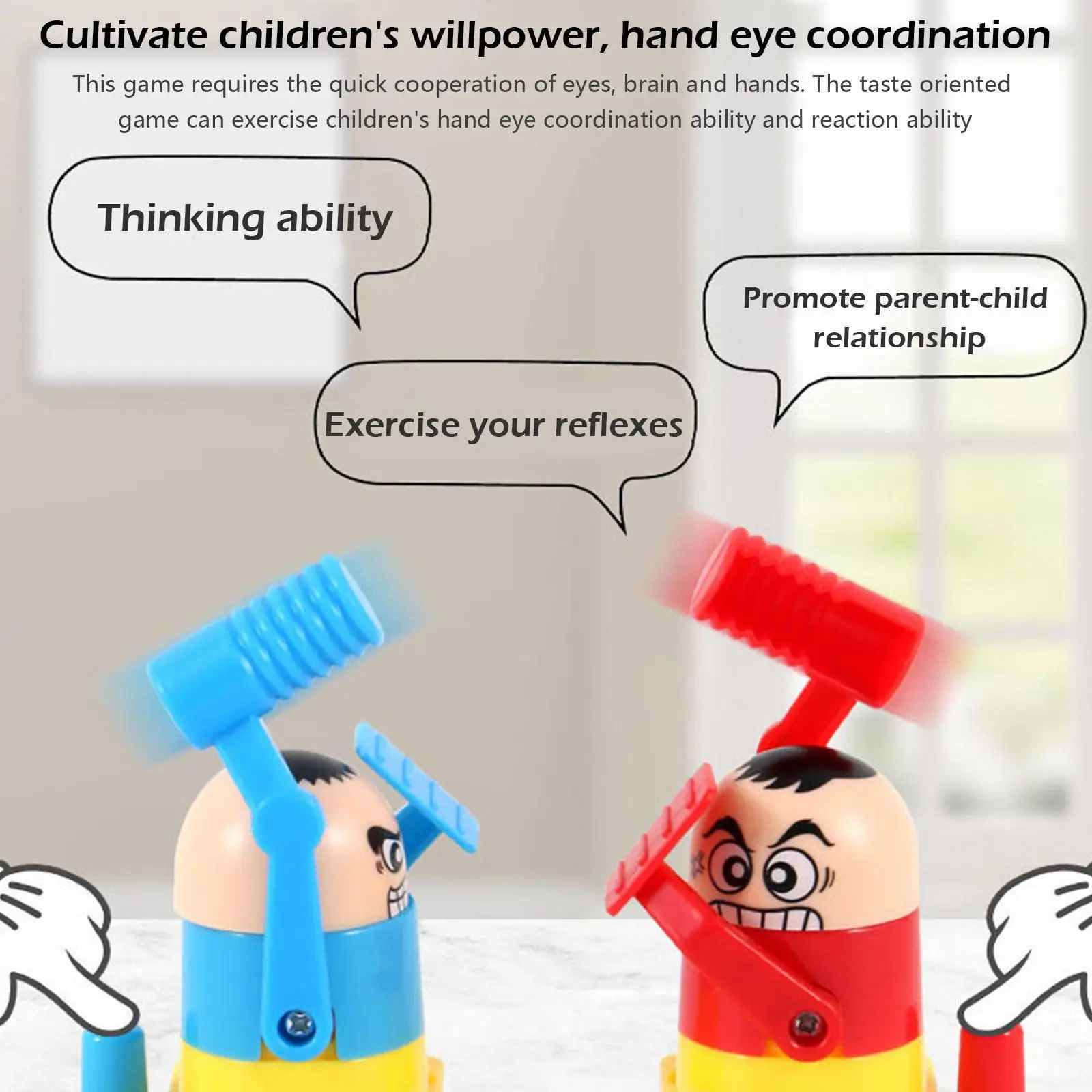 เกมต่อสู้ตลกๆ ของเล่นคลายเครียด ของเล่นแกล้งกัน ของเล่นโต๊ะเล่นแบบโต้ตอบ ของขวัญ เกมสำหรับสองคน พร้อมค้อนนุ่ม