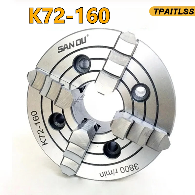 Sanou Four Jaw Independent Chuck K72 -160 Manual Lathe Chuck 160mm for Small Bench Lathe