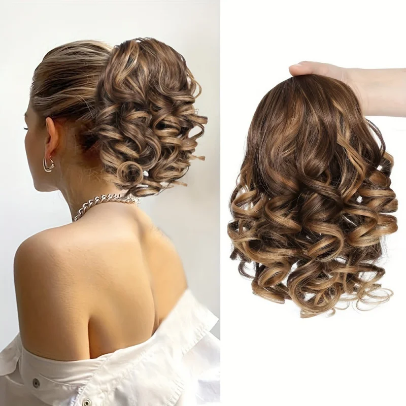 

Drawstring Short Ponytail Roman Curl Short Ponytail Multi-color Change Hairstyle