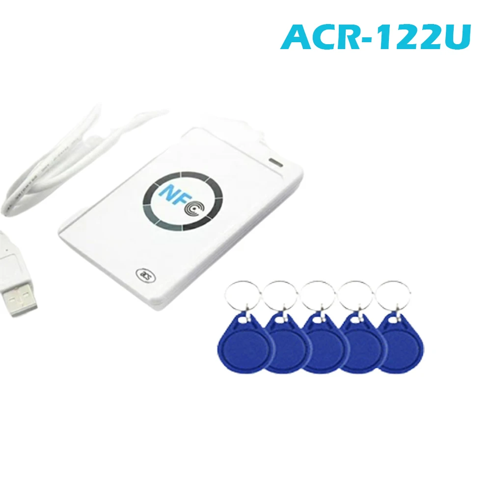 ACR122U Smart Chip Reader IC 13.56Mhz NFC Clone Copier RFID Token Badge Duplicator ISO14443 Key Card Writer