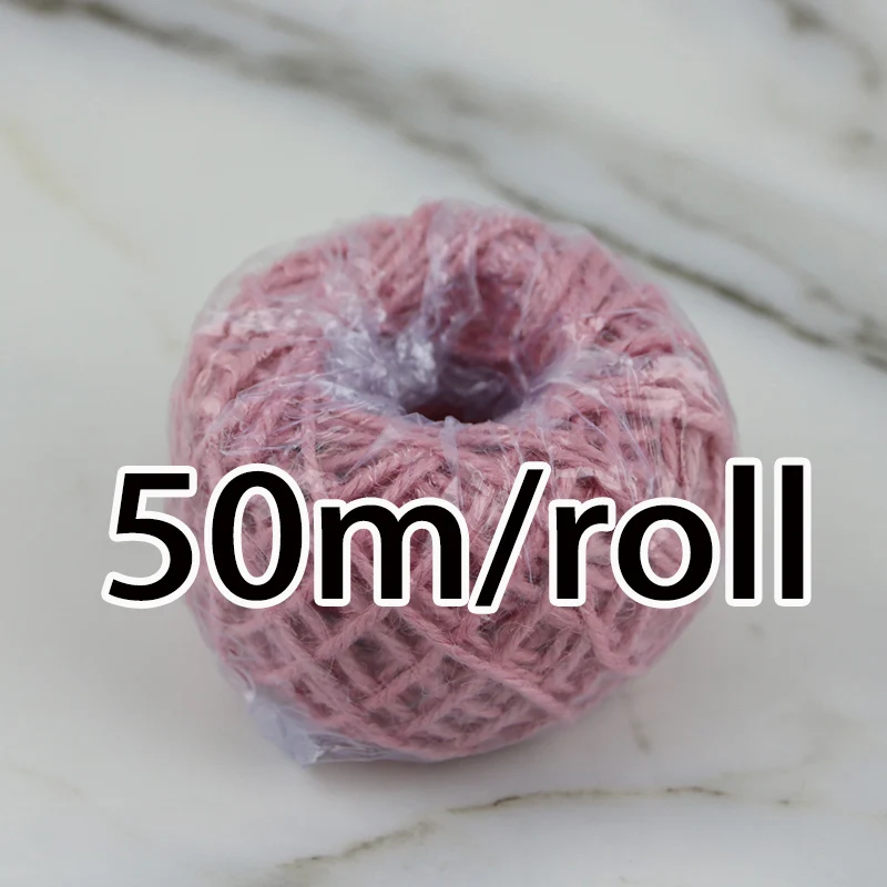 (50m/roll) 3mm Handmade Colored Jute Twine Natural Jute Rope Burlap Braided String Creative Decorative Material Ribbon Crafts