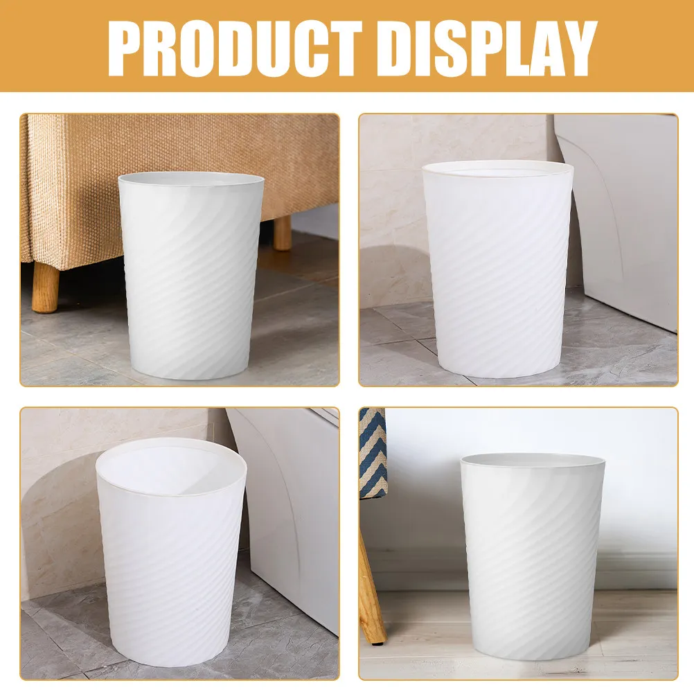 

Plastic Garbage Can Household Wastebasket No Lid Large Capacity Trash Bin Office Bathroom Bedroom Multi Use Trash Can