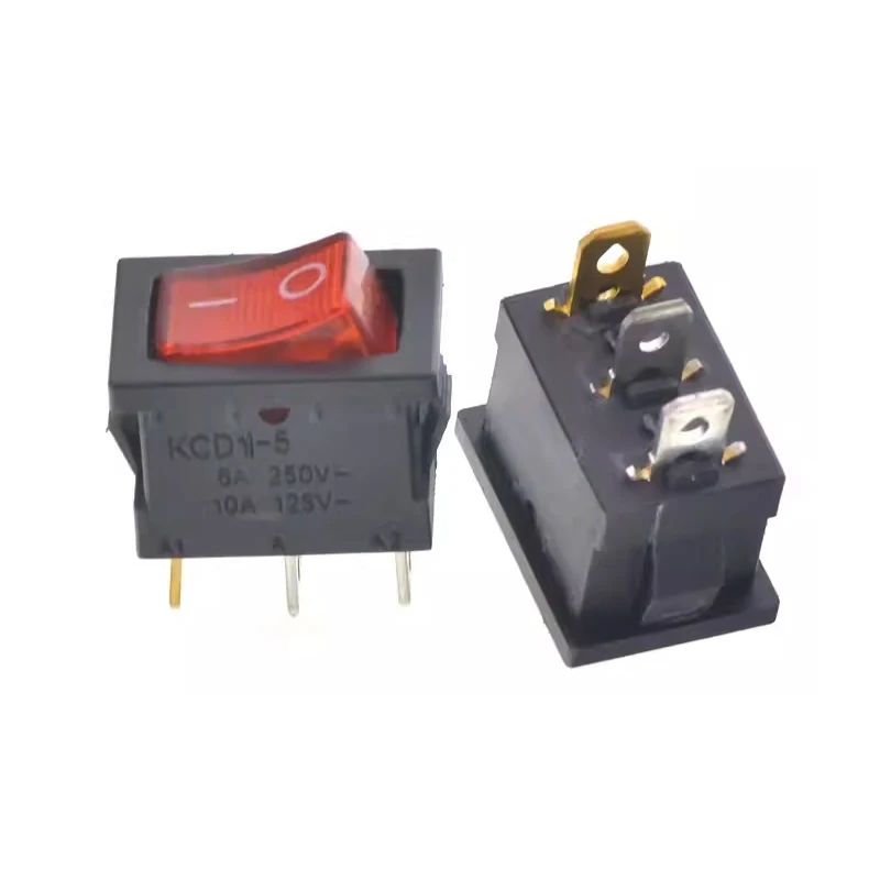 5PCS KCD1 2PIN 3PIN On/Off Square Plastic Rocker Switch DC AC 6A/250V Car Dashboard DIY Toy Parts Power Switch Light Switch