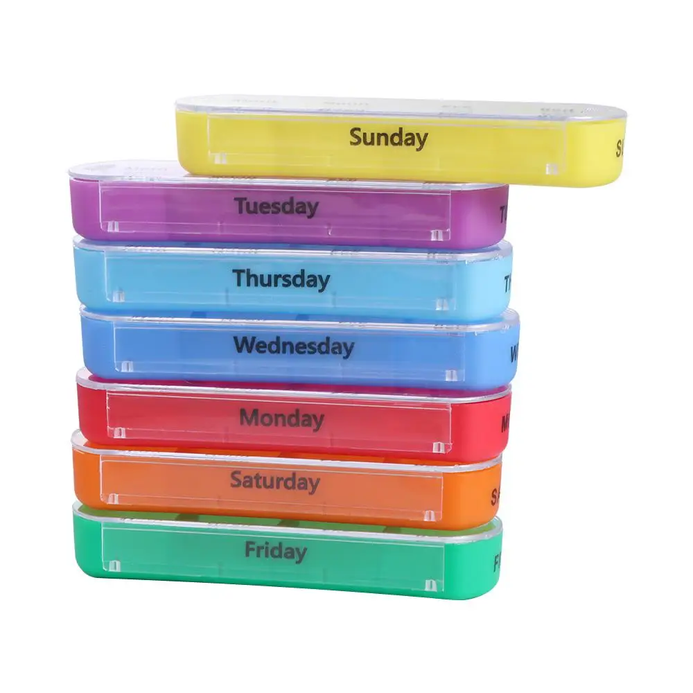 

PU Carrying Case Weekly Pill Organizer Box Drug Container Week Mark 28-Grid Vitamin Storage 4 Times a Day Portable